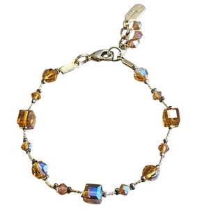 Dabby Reid Heidi Bracelet - AB Crystal Swarovski Amber Color Beaded
